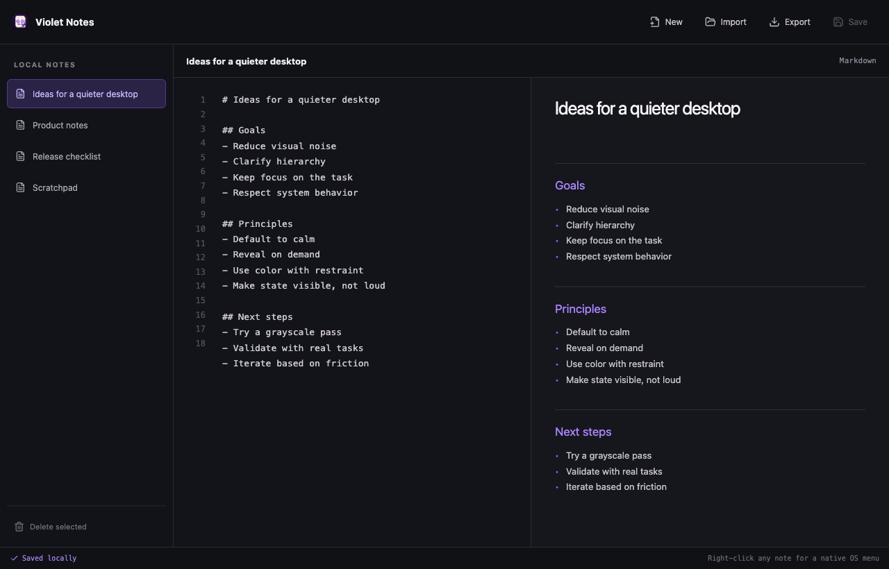 Violet Notes desktop app