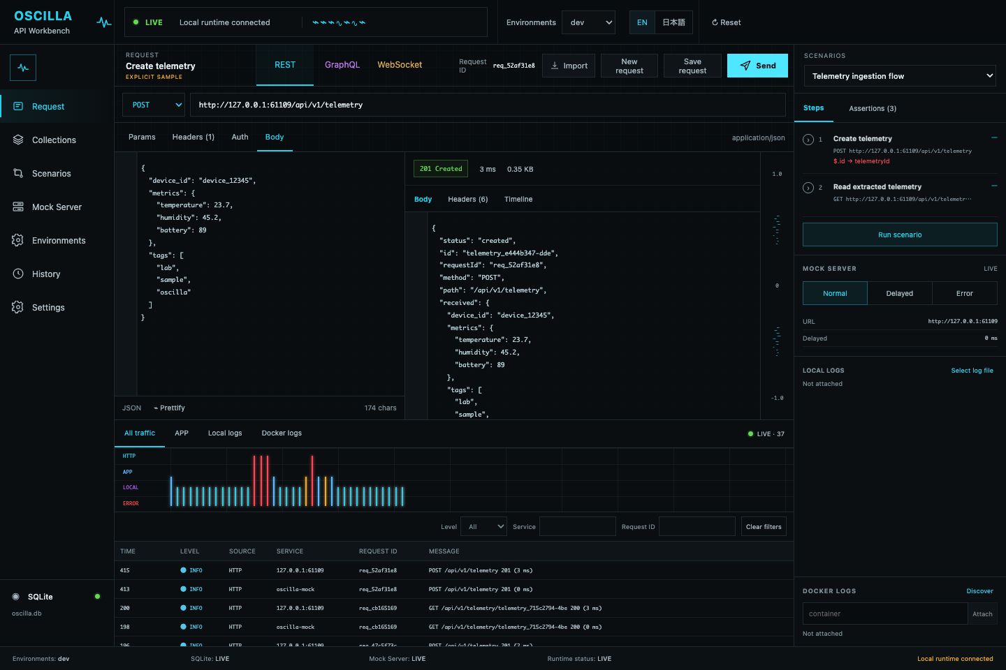 Oscilla desktop app interface